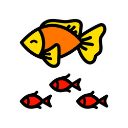 Fishes set of color icon vector