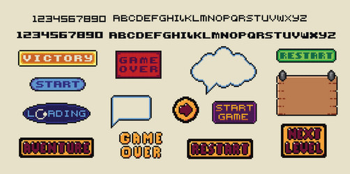 pixel art frames retro 8 bit buttons arrows vector image