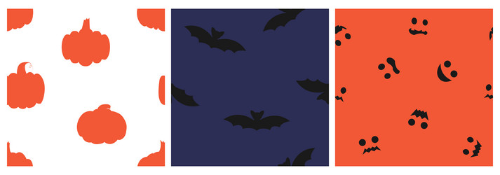 set of simple seamless patterns with bats vector image