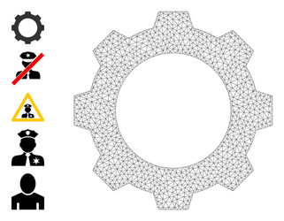 Web mesh gear icon with simple pictograms vector