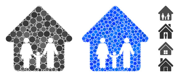 Family home mosaic icon round dots vector