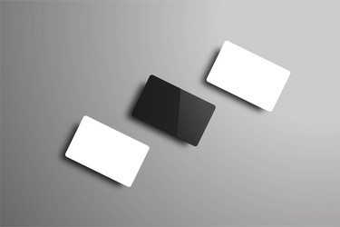 Mockup of three bank or gift cards lying vector