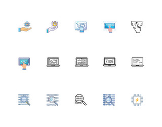modern technology icons programming coding vector image