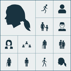 People icons set collection of running vector