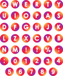 Alphabet font in circles type letters and numbers vector