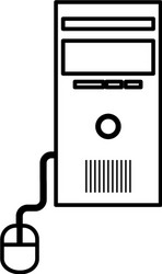 computer desktop cpu with mouse isolated icon vector image