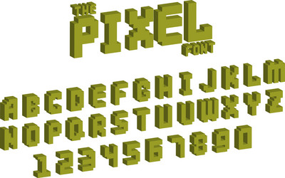 Pixel retro font video computer game design 8 bit vector