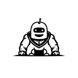 whimsical line art robot character displaying vector image