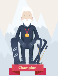 senior man winter sports champion concept vector