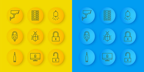 set line bullet lock and key system bug concept vector image