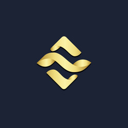 abstract 3d wave square gold logo vector