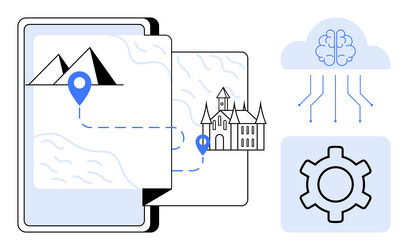 digital map journey with cloud ai integration vector image
