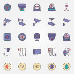 surveillance cameras icon set vector