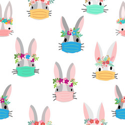 Coronavirus Easter Bunny Pattern Vector Image