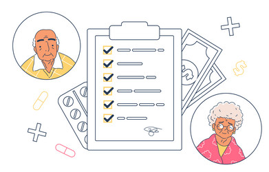 health of pensioners doodle concept vector