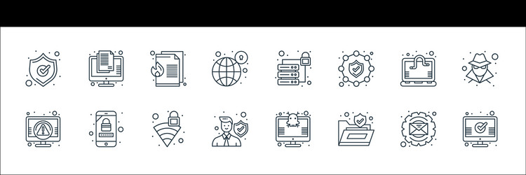 web security line icons linear set quality vector image