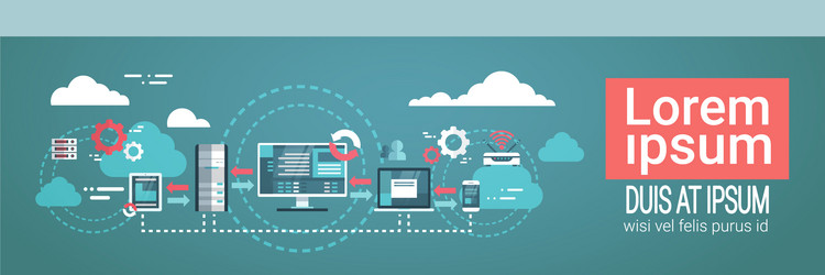 Data center cloud computer connection hosting vector