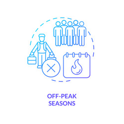 Off-peak seasons travel blue gradient concept icon vector