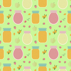 Seamless pattern with fruits and jars of jam vector