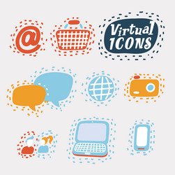 set of flat virtual icons for mobile app and web vector image
