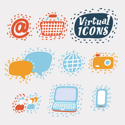 set of flat virtual icons for mobile app and web vector