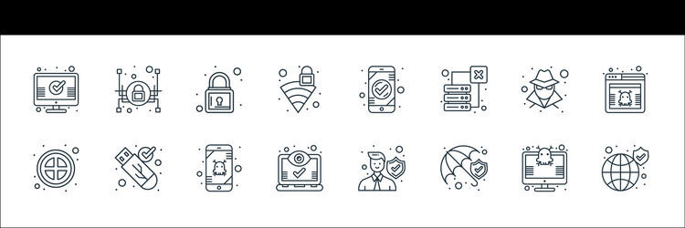 web security line icons linear set quality vector image