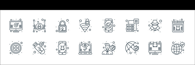 Web security line icons linear set quality vector