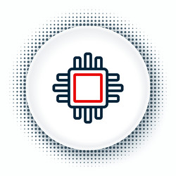 line computer processor with microcircuits cpu vector image