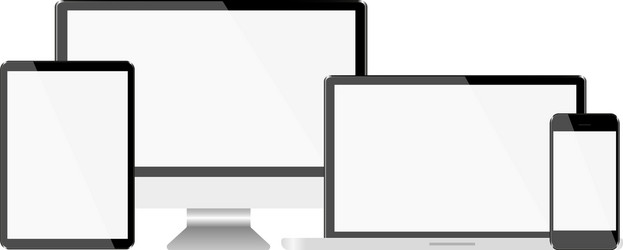 set with light displays computer notebook tablet vector image