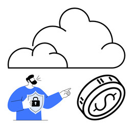 cloud storage security with data encryption vector image
