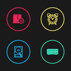 set line hard disk drive hdd retro flip clock vector image
