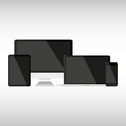 Set with dark screens computer notebook tablet vector