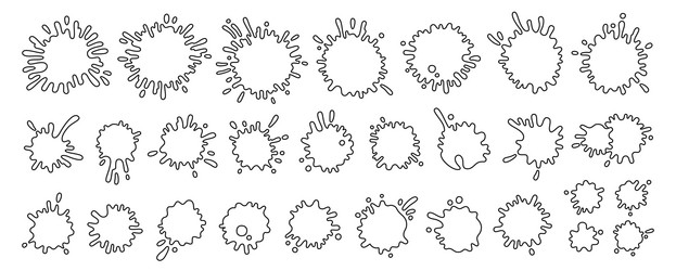 Splash paint splatter outline set stain splat vector