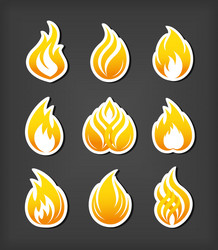 Fire paper cut icons set vector