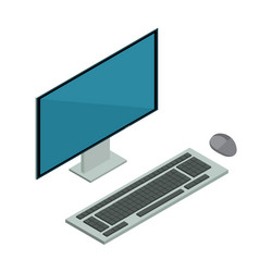 Isometric Computer Monitor with Keyboard vector image
