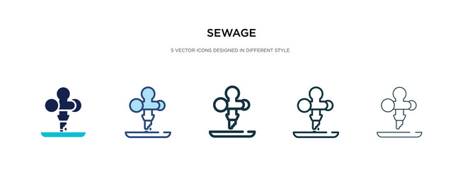 sewage icon in different style two colored vector image
