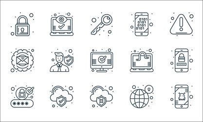web security line icons linear set quality vector image