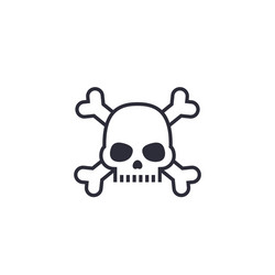 malware computer virus icon with skull and bones vector