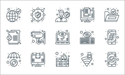 web security line icons linear set quality vector image