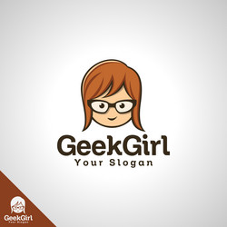 Geek girl logo template vector