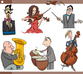 Musical instruments cartoon set Royalty Free Vector Image