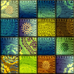 Patchwork on denim fabric Royalty Free Vector Image