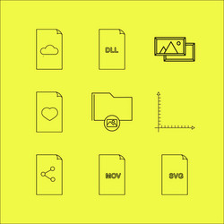 files and folders linear icon set simple outline vector image