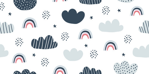 childish seamless pattern with minimalistic clouds vector image