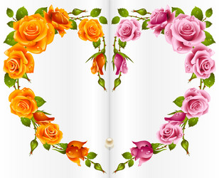 Red rose flower love symbol heart shape frame Vector Image