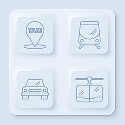 set line map pointer with taxi tram and railway vector image