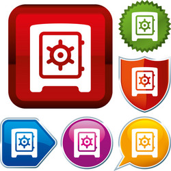 set shiny icon series on buttons safe box vector image