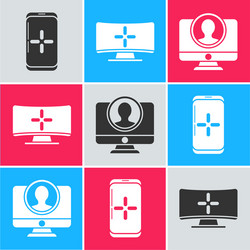 set smartphone and playing in game computer vector image
