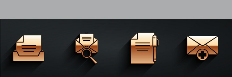set drawer with document envelope magnifying vector image
