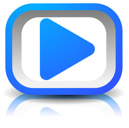3d rectangular play button with shadow vector image